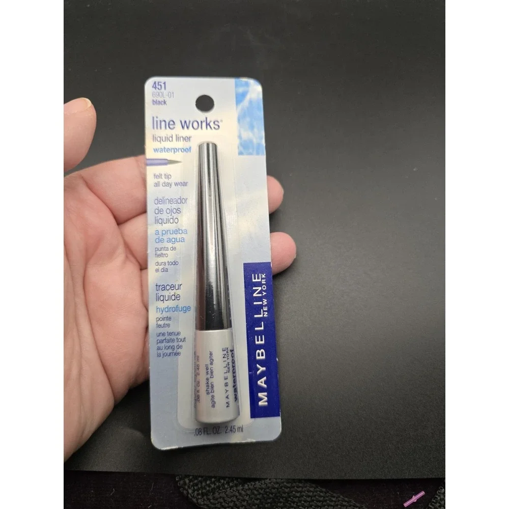 Maybelline Lineworks Liquid Eyeliner Waterproof Eye Makeup Liner #451 Black NOS